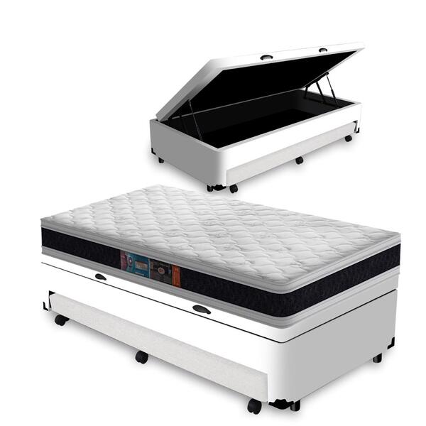 Cama Box Baú E Auxiliar Solteiro + Colchão De Espuma D45 - Ca