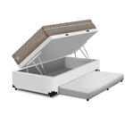 Cama Box Baú E Auxiliar Solteiro + Colchão De Molas Superlast