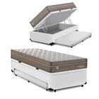 Cama Box Baú E Auxiliar Solteiro + Colchão De Molas Superlast