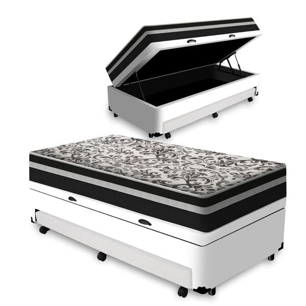 Cama Box Solteiro Ortopédica Conjugada c/ Cama Auxiliar 88 x 188 -  Matelassê Branco em Promoção | Ofertas na Americanas