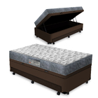 Cama Box Baú E Auxiliar Solteiro Marrom + Colchão D33 Ortobom