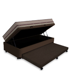 Cama Box Baú E Auxiliar Solteiro Marrom + Colchão De Molas En