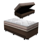 Cama Box Baú E Auxiliar Solteiro Marrom + Colchão De Molas En