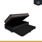 Cama Box Baú E Auxiliar Solteiro Preta + Colchão De Molas - A