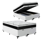 Cama Box Baú King 193 Tecido Sintético Branco Com Colchão One