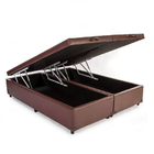 Cama Box Baú King 193 Tecido Sintético Marrom Com Colchão Ale