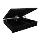 Cama Box Baú King Bipartido Blindado Suede Preto Com Pistão A