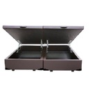 Cama Box Baú King Bipartido Linhão Marrom Com Pistão A Gás