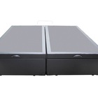 Cama Box Baú King Bipartido Sintético Cinza Com Pistão A Gás