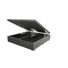 Cama Box Baú King Bipartido Sintético Cinza Com Pistão A Gás