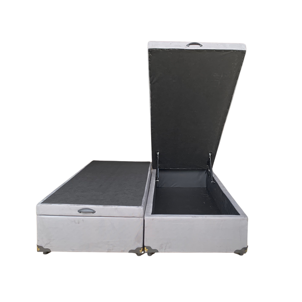 Cama Box Baú King Bipartido Suede Cinza Com Pistão A Gás - Im