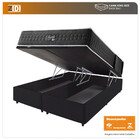 Cama Box Baú King Preto + Colchão Molas Ensacadas Hipersoft S