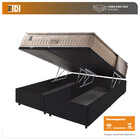 Cama Box Baú King Preto + Colchão Molas Ensacadas Macio Cinci