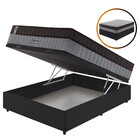 Cama Box Baú Preto + Colchão Casal Molas Ensacadas Suporte 20