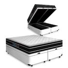 Cama Box Baú Queen + Colchão Castor De Espuma D33 - Black Whi