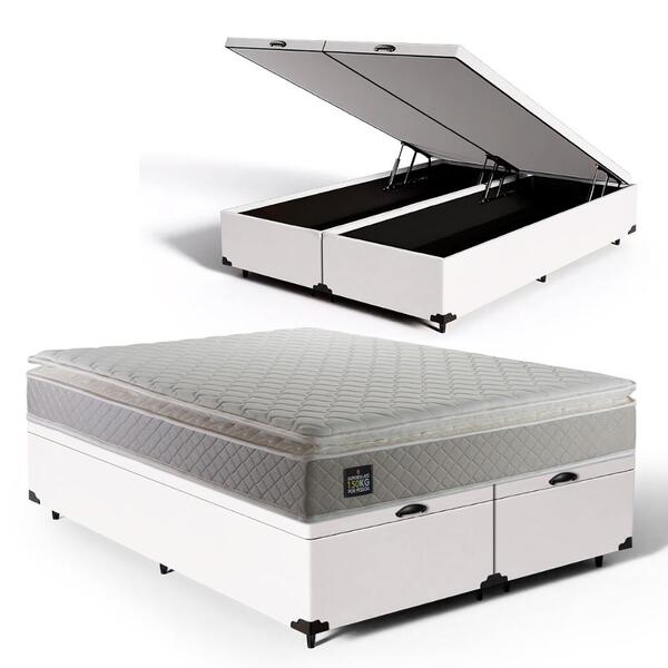 Cama Box Baú Queen + Colchão de Espuma D45 Strong One Face Br