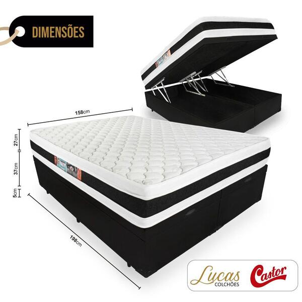 Cama Box Baú Queen + Colchão Espuma D45 - Castor - Black White Double Face  158x198x69cm | Leroy Merlin
