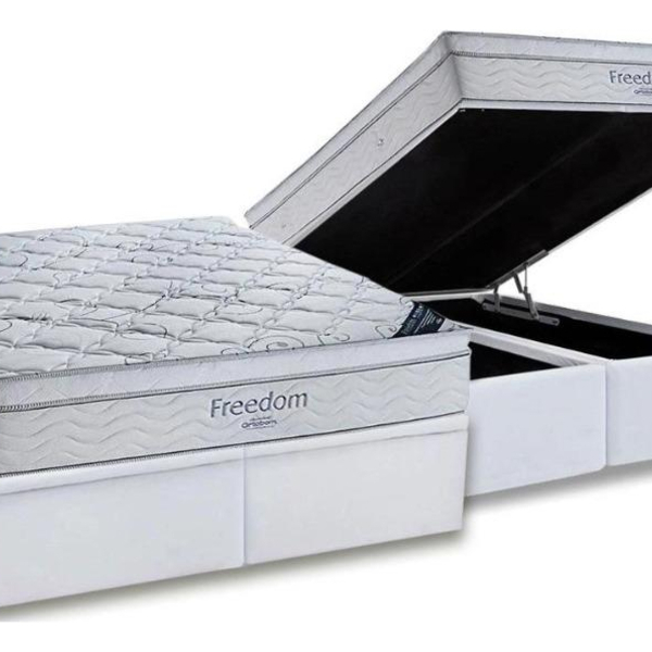 Cama Box Baú Queen + Colchão Freedom (158x198x71) Ortobom