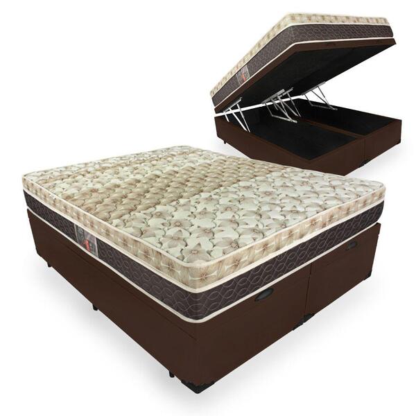 Cama Box Baú Queen + Colchão Molas Ensacadas - Castor - Class
