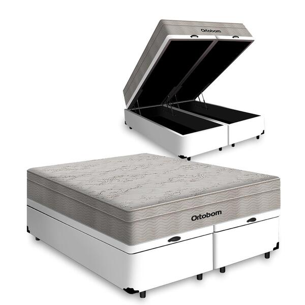 Cama Box Baú Queen + Colchão Ortobom De Molas Ensacadas Airte