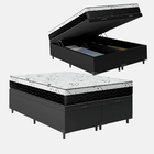 Cama Box Baú Queen Bipartido 158 Tecido Sintético Preto Com C