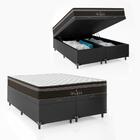 Cama Box Baú Queen Bipartido + Colchão Paris Molas Ensacadas