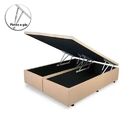 Cama Box Baú Queen Bipartido Blindado Linhão Bege