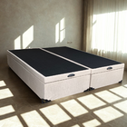 Cama Box Baú Queen Bipartido Linhão Bege Com Pistão A Gás