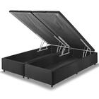 Cama Box Baú Queen Bipartido Preto + Colchão Molas Ensacadas