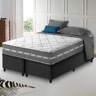 Cama Box Baú Queen Bipartido Preto + Colchão Molas Ensacadas