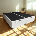 Cama Box Baú Queen Bipartido Sintético Bege Com Pistão A Gás