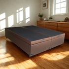 Cama Box Baú Queen Bipartido Sintético Marrom Com Pistão A Gá