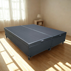 Cama Box Baú Queen Bipartido Sintético Preto Com Pistão A Gás