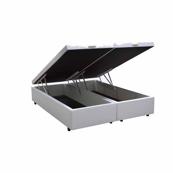 Cama Box Baú Queen Bipartido Sp Móveis Sintético Branco - 39x