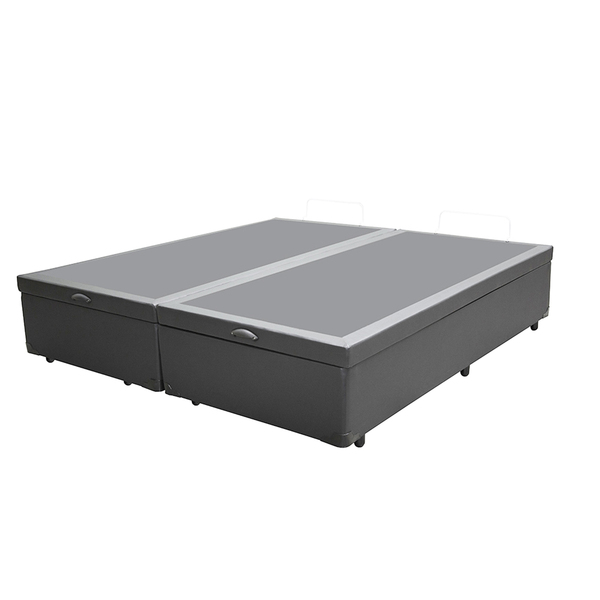 Cama Box Baú Queen Bipartido Sp Móveis Sintético Cinza - 39x1