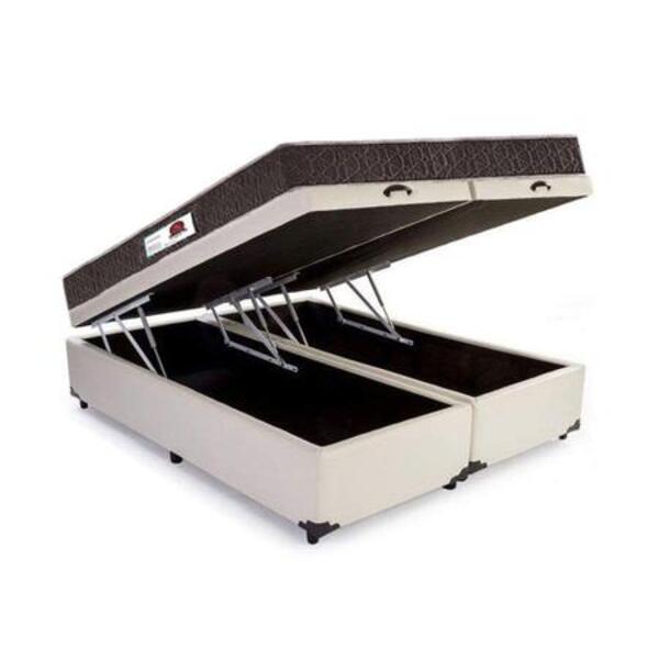 Cama Box Baú Queen Colchão Molas Ensacadas + Box Bipartido Be