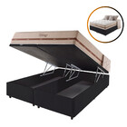 Cama Box Baú Queen Preto + Colchão Molas Superlastic Bahamas
