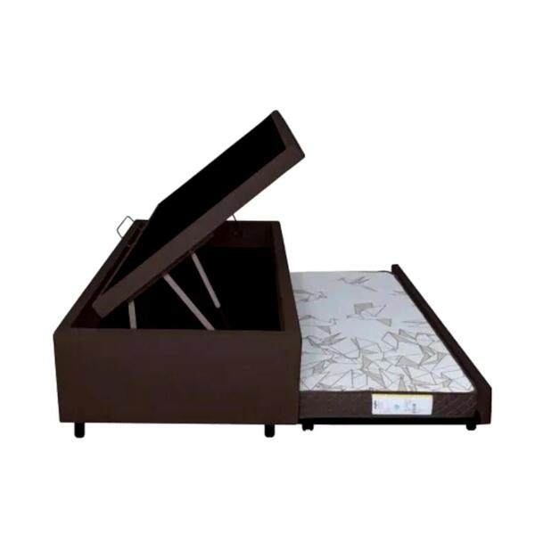 Cama Box Baú Solteirão Com Auxiliar Para Colchão 110x188x46cm