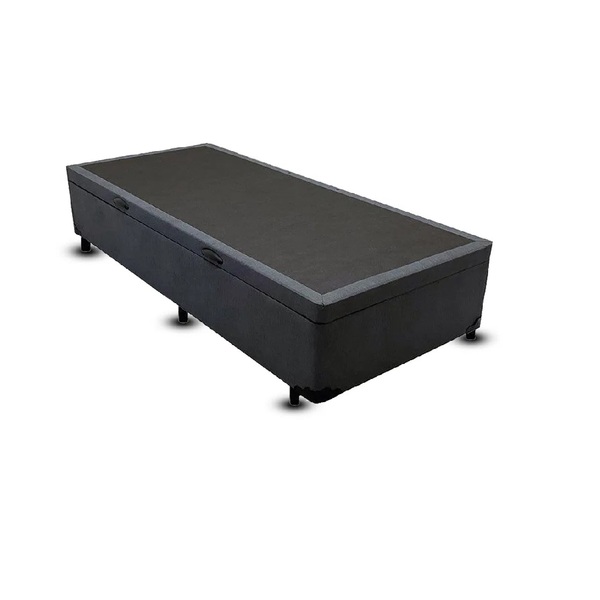 Cama Box Baú Solteirão King Blindado Linhão Preto 203x96x44 Cm