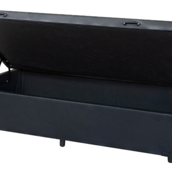 Cama Box Baú Solteirão King Blindado Sintético Preto 203x96x4