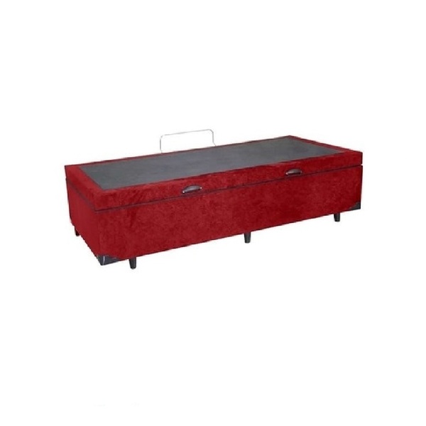 Cama Box Baú Solteirão King Blindado Suede Vermelho 203x96x44