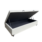 Cama Box Baú Solteirão King Sintético Bege Com Pistão A Gás -