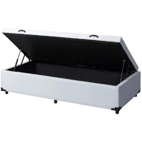 Cama Box Baú Solteirao King Sintético Branco Com 203x96x44cm