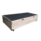 Cama Box Baú Solteirão King Suede Bege Com Pistão A Gás - Imp