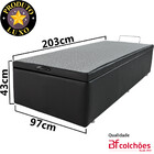 Cama Box Baú Solteirão Resistente Premium Courano Preto 97x20