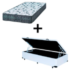 Cama Box Baú Solteiro 88 Tecido Sintético Branco Com Colchão