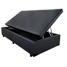 Cama Box Baú Solteiro 88 Tecido Sintético Preto Com Colchão A