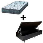 Cama Box Baú Solteiro 88 Tecido Sintético Preto Com Colchão A