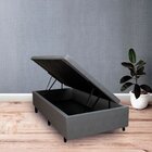 Cama Box Baú Solteiro 88x188x42cm Cinza Com Pistão A Gás Cinza