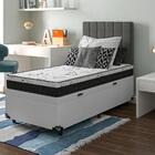 Cama Box Baú Solteiro + Colchão D33 One Face - Couro Branco
